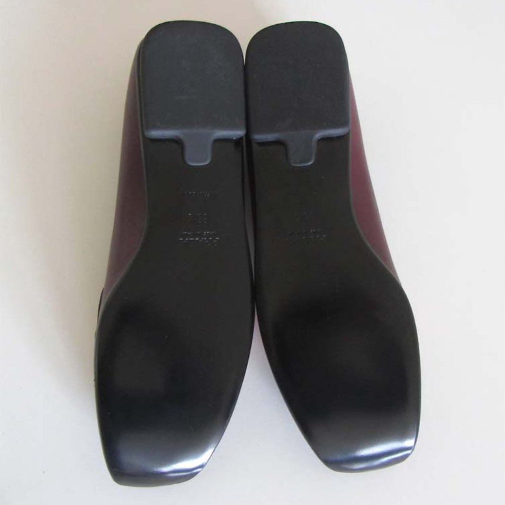 new PRADA burgundy Heart Detail square toe flats 36.5 / 6.5 US - Picture 8 of 9